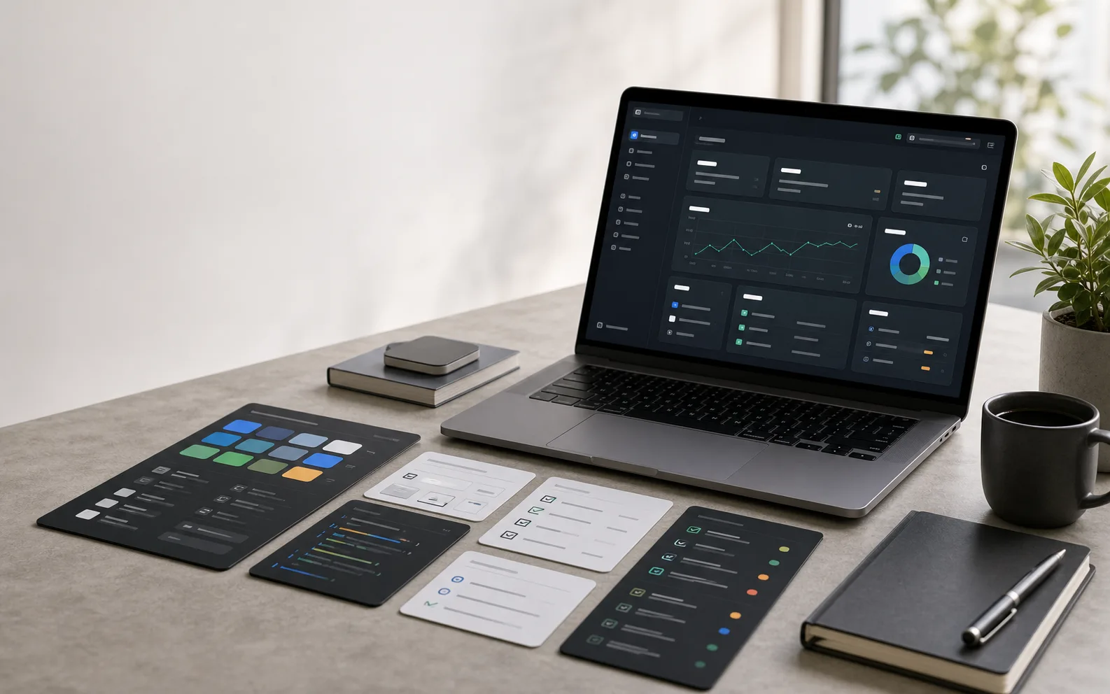 Next.js starter dashboard workspace with abstract app panels